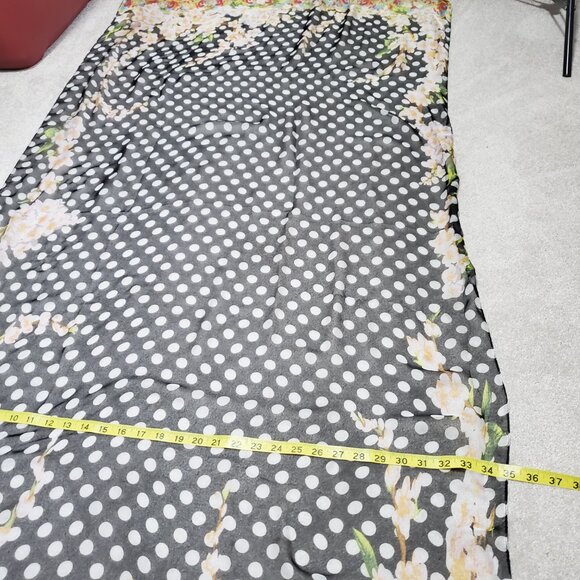 VINTAGE 100% Silk Polka Dot Floral Scarf Shawl Wrap Sheer Retro Pin-Up 72" x 35" - Picture 9 of 11